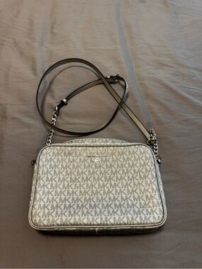 Michael Kors Silver Monogram Crossbody Bag